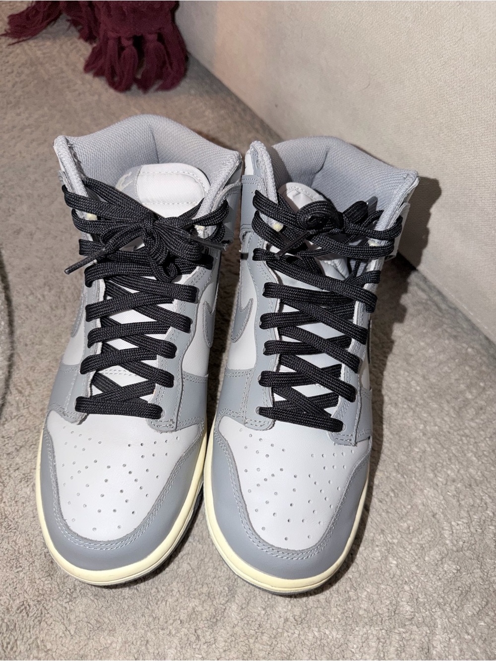 High-Top Athletic Sneakers in Light Gray and White